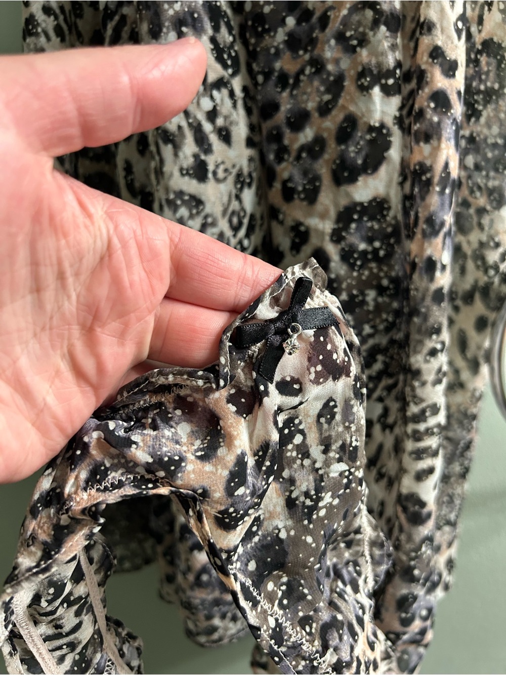 NWOT Victoria’s Secret Y2K animal print bedazzled tie back lingerie slip - Picture 10 of 11